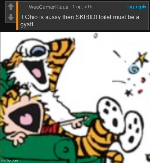 I wish I was capable of being this funny TEACH ME | image tagged in calvin and hobbes laugh | made w/ Imgflip meme maker
