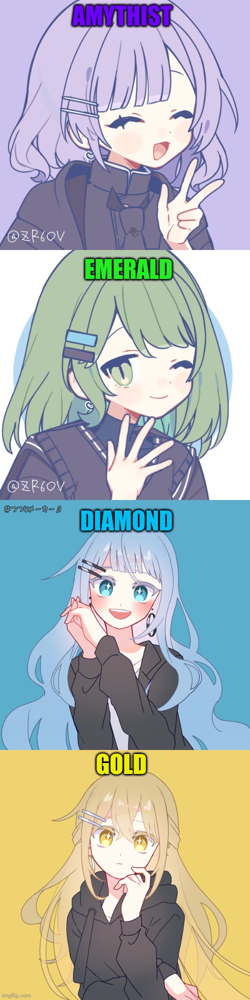 Amythist, Emerald, Diamond and Gold Blank Meme Template