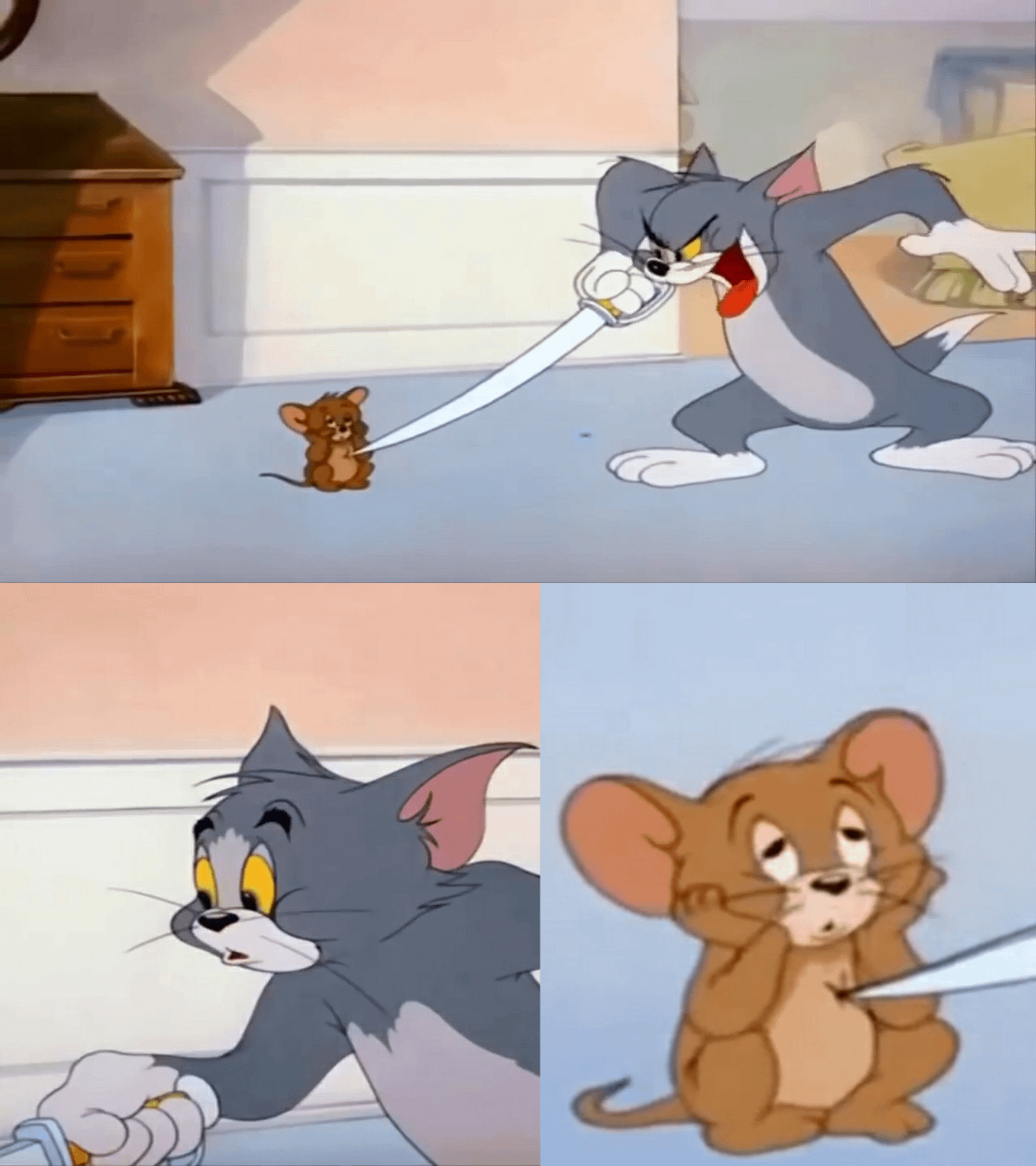 Tom stab Jerry Blank Meme Template