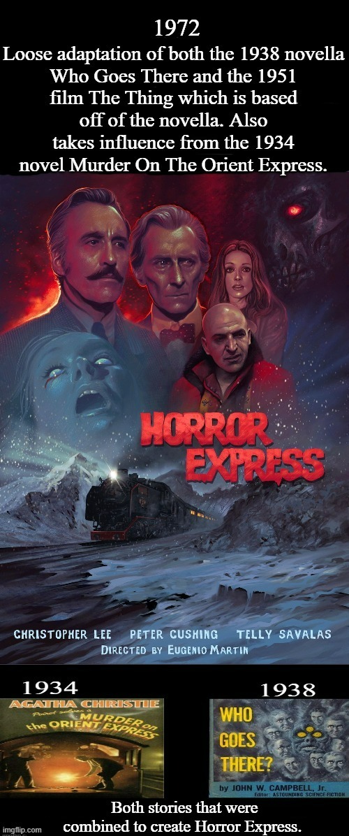 Horror Express | 1972 | image tagged in horror express memes,the thing,who goes there,murder on the orient express,google images,memes | made w/ Imgflip meme maker