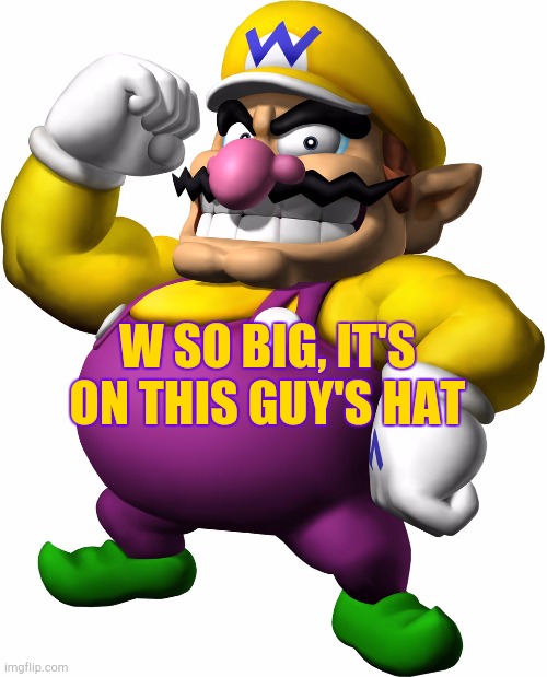 Wario | W SO BIG, IT'S ON THIS GUY'S HAT | image tagged in wario | made w/ Imgflip meme maker