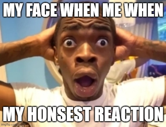 Disbelief | MY FACE WHEN ME WHEN; MY HONSEST REACTION | image tagged in disbelief | made w/ Imgflip meme maker