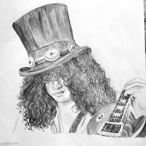 Slash drawing (Guns 'N Roses guitar player) | image tagged in drawing,art,slash,rock and roll,80s,guitar | made w/ Imgflip meme maker