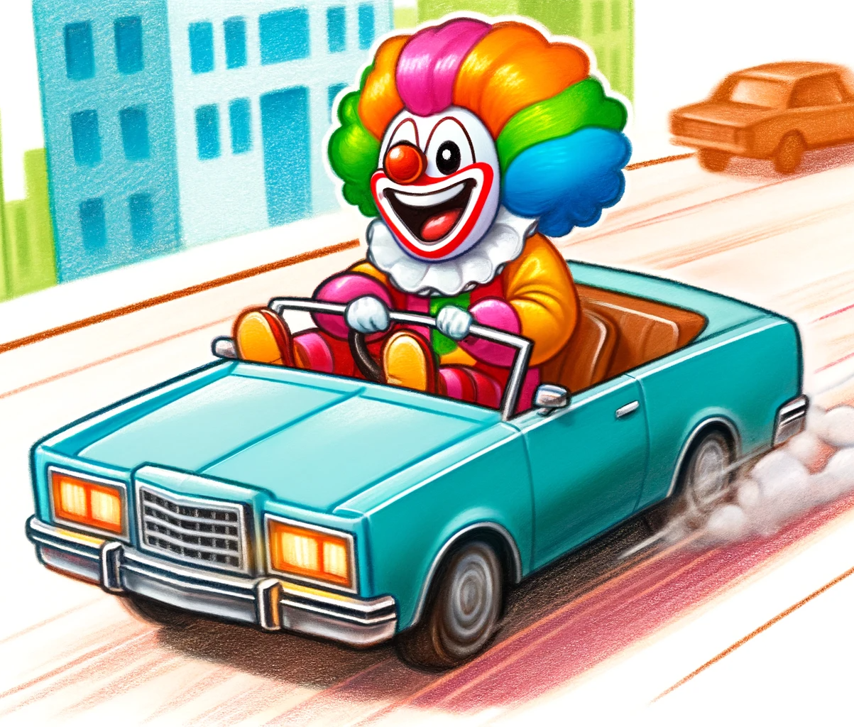 clown driving a car Blank Meme Template