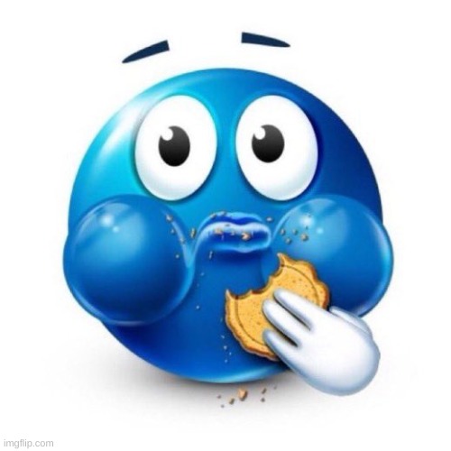 blue emoji eating | image tagged in blue emoji eating | made w/ Imgflip meme maker