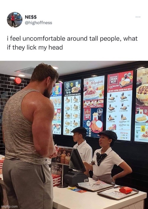 Shortie problems | image tagged in tall guy short girl,problems,scared | made w/ Imgflip meme maker