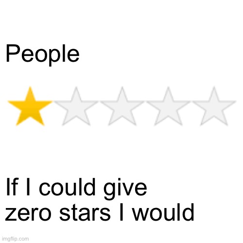 People reviwed | People; If I could give zero stars I would | image tagged in one star review | made w/ Imgflip meme maker