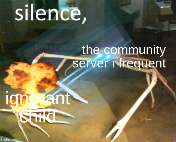 Silence Crab | the community server i frequent ignorant child | image tagged in silence crab | made w/ Imgflip meme maker