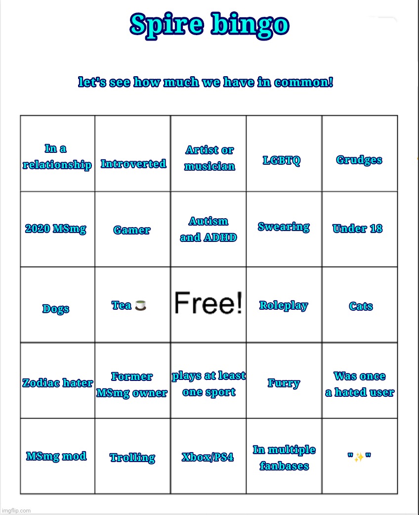 Honestly best bingo I've made so.. 3 2 1 go! | image tagged in spire bingo | made w/ Imgflip meme maker