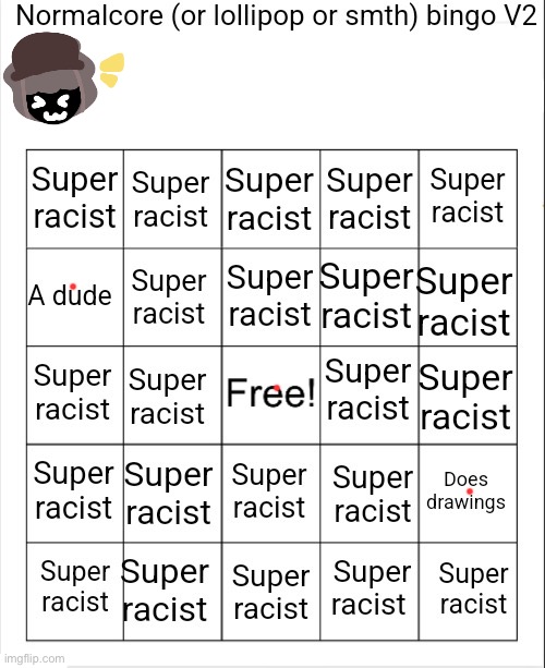 No racism here. | image tagged in normalcore bingo v2 | made w/ Imgflip meme maker