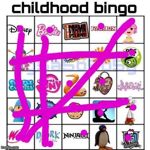 Childhood bingo | image tagged in childhood bingo | made w/ Imgflip meme maker