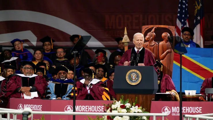 Biden Speaking at Moorehouse Blank Meme Template