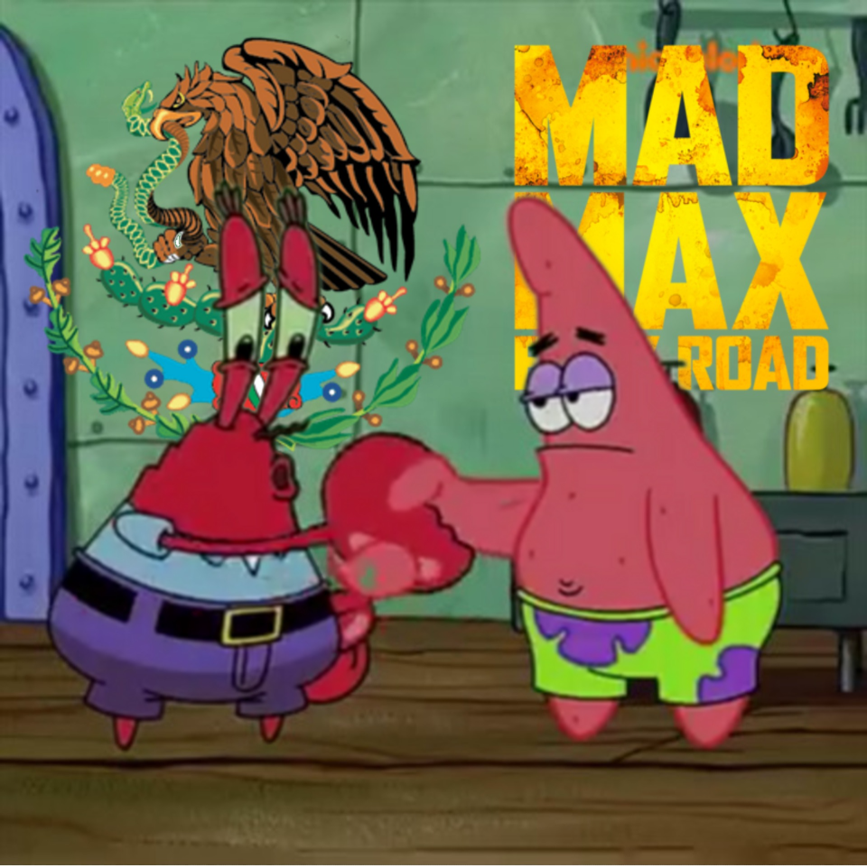 Don cangrejo y Patricio Mad Max furia en el camino Blank Meme Template