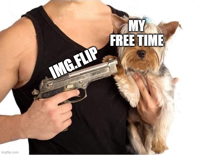 Free time | MY FREE TIME; IMG.FLIP | image tagged in dog hostage | made w/ Imgflip meme maker