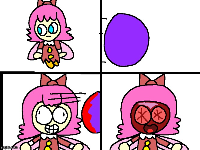 Blue Ball (Weirdest Ribbon Death Comic) | image tagged in gore,funny,cute,ribbon,kirby,artwork | made w/ Imgflip meme maker