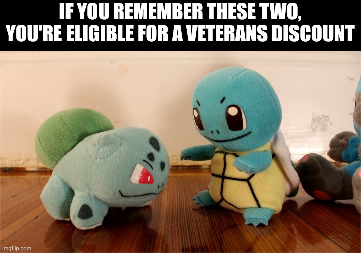 Pokemon Talk | IF YOU REMEMBER THESE TWO, YOU'RE ELIGIBLE FOR A VETERANS DISCOUNT | image tagged in pokemon talk | made w/ Imgflip meme maker