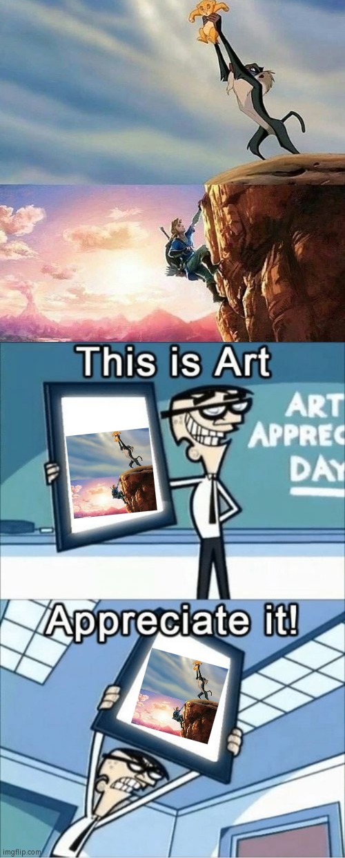 This is truly the best art. | image tagged in this is art appreciate it,the legend of zelda breath of the wild,lion king rafiki simba | made w/ Imgflip meme maker