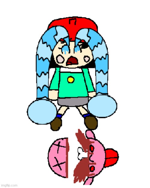 Kirby is dead by ScribbleDemon | image tagged in adeleine,gore,crying,artwork,kirby,funny | made w/ Imgflip meme maker