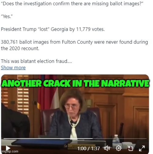 Transcript from official proceeding | ANOTHER CRACK IN THE NARRATIVE | image tagged in election fraud,voter fraud,rigged,rigged elections,maga,make america great again | made w/ Imgflip meme maker