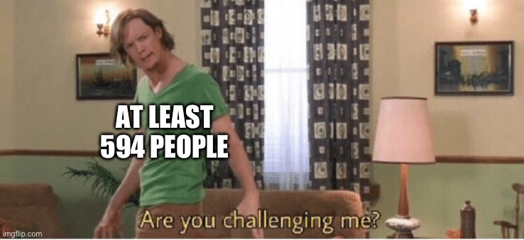 are you challenging me | AT LEAST 594 PEOPLE | image tagged in are you challenging me | made w/ Imgflip meme maker