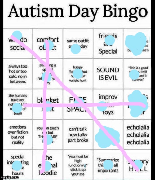 My older sister tried to gaslight me out of my texture problems | image tagged in autism bingo | made w/ Imgflip meme maker