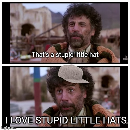 Stupid little hat | That's a stupid little hat; I LOVE STUPID LITTLE HATS | image tagged in el guapo | made w/ Imgflip meme maker