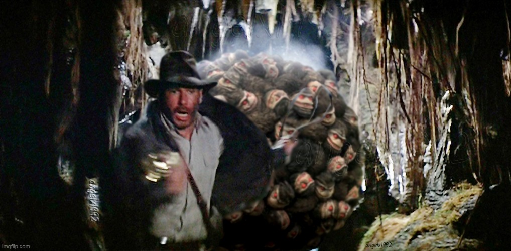 image tagged in critters,indiana jones,harrison ford,temple of doom,horror movies,action movies | made w/ Imgflip meme maker