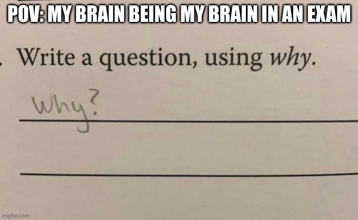 IM A GENIUS | POV: MY BRAIN BEING MY BRAIN IN AN EXAM | image tagged in question,genius | made w/ Imgflip meme maker