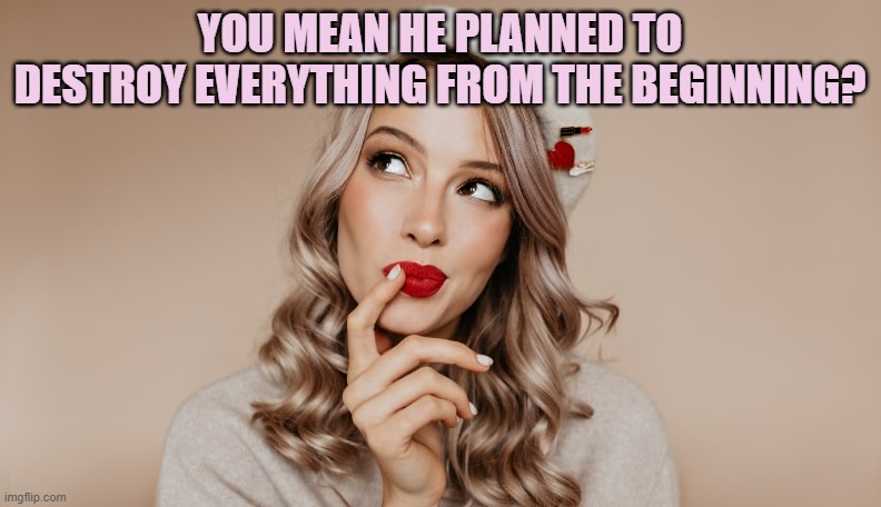 YOU MEAN HE PLANNED TO DESTROY EVERYTHING FROM THE BEGINNING? | made w/ Imgflip meme maker