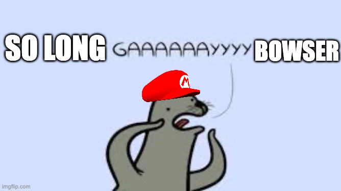 Homophobic seal | BOWSER; SO LONG | image tagged in homophobic seal | made w/ Imgflip meme maker