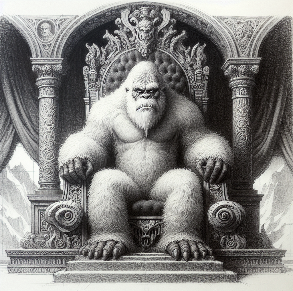 High Quality A Yeti on a throne with armor on Blank Meme Template