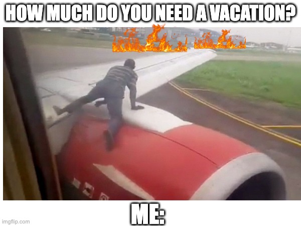 man gets on a plane just to fly | HOW MUCH DO YOU NEED A VACATION? ME: | made w/ Imgflip meme maker