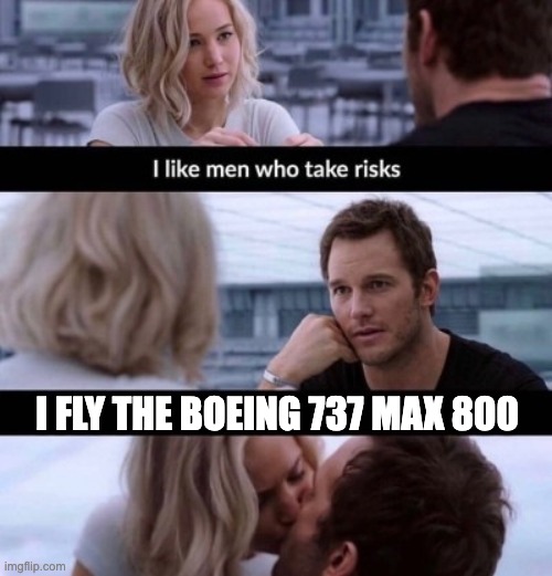 Lion Air Flight 610 & Ethiopian Air Flight 302 | I FLY THE BOEING 737 MAX 800 | image tagged in i like men who take risks | made w/ Imgflip meme maker