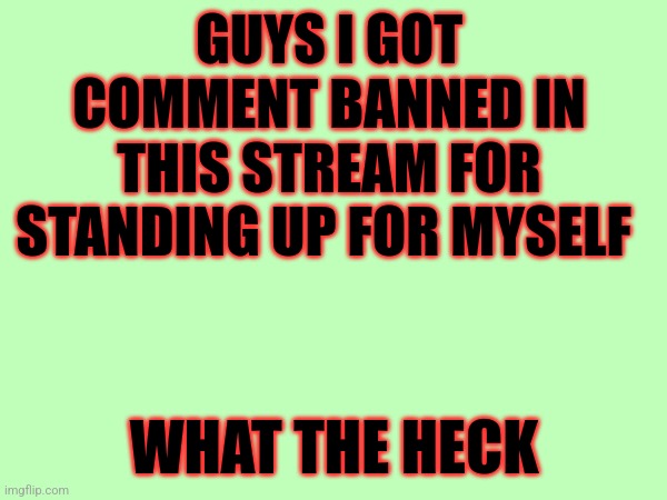 Y'all- I didn't do nothin | GUYS I GOT COMMENT BANNED IN THIS STREAM FOR STANDING UP FOR MYSELF; WHAT THE HECK | image tagged in help | made w/ Imgflip meme maker