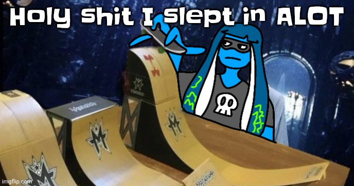 Anyway my mom is being a hoe ass bitch | Holy shit I slept in ALOT | image tagged in skatezboard | made w/ Imgflip meme maker