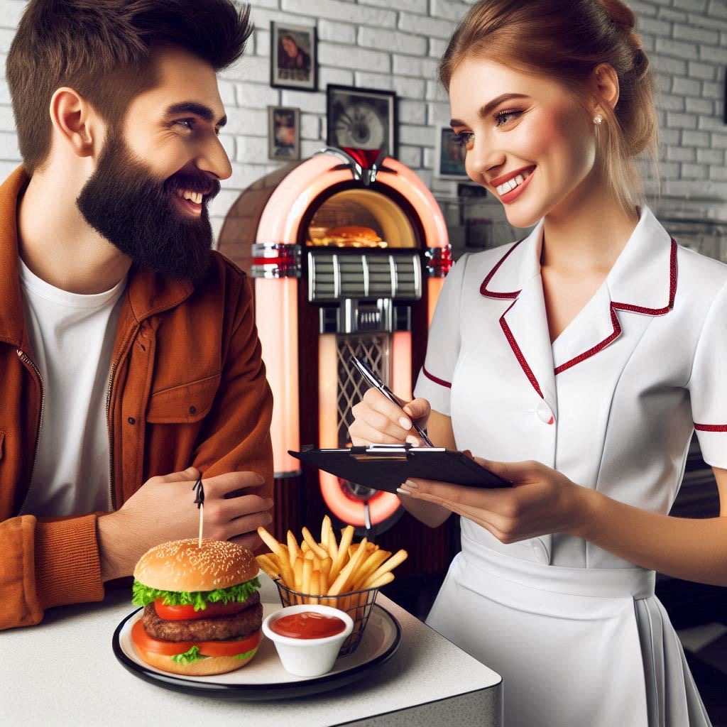 High Quality Waitress and customer Blank Meme Template