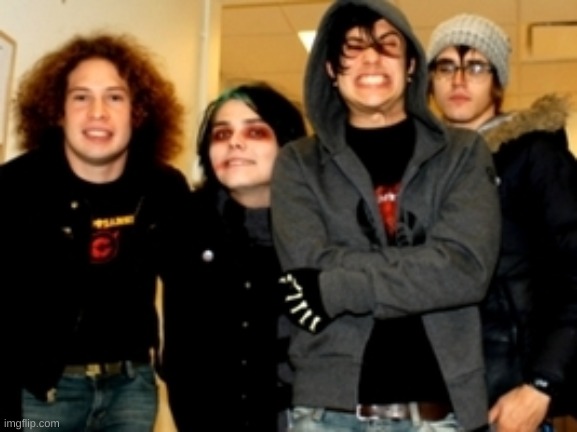 this picture of them is so fucking cute | image tagged in mcr,my chemical romance,ray toro,gerard way,frank iero,mikey way | made w/ Imgflip meme maker