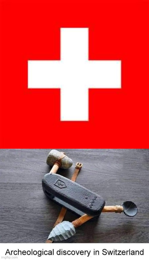 Swiss Army Rock | image tagged in switzerland,swiss,knife,pocket | made w/ Imgflip meme maker