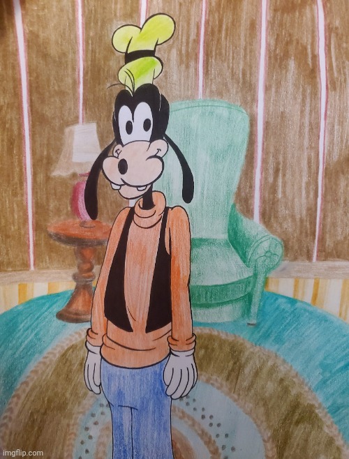 Goofy drawing | image tagged in drawing,art,disney,mickey mouse,goofy,cartoon | made w/ Imgflip meme maker