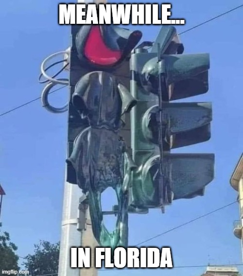 Meanwhile in Florida | MEANWHILE... IN FLORIDA | image tagged in funny,florida,hot,traffic light,wtf,sun | made w/ Imgflip meme maker