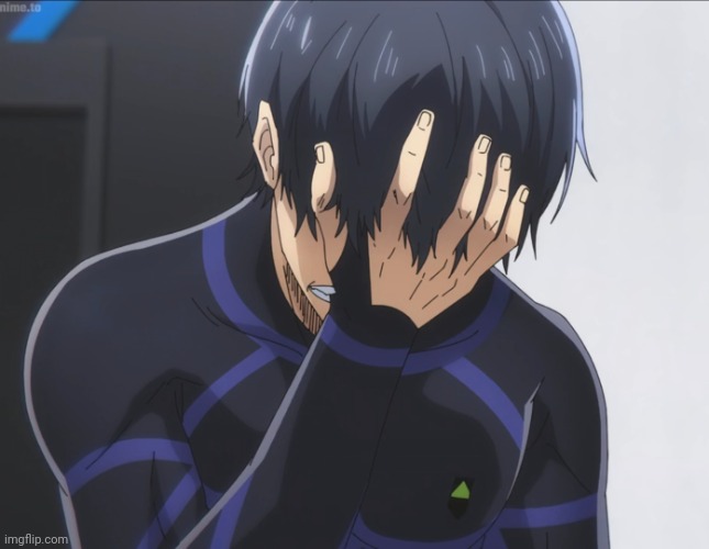 Blue Lock Isagi Facepalm | image tagged in blue lock isagi facepalm | made w/ Imgflip meme maker