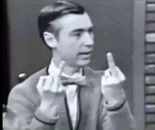 Mr Rogers flips the bird Blank Meme Template