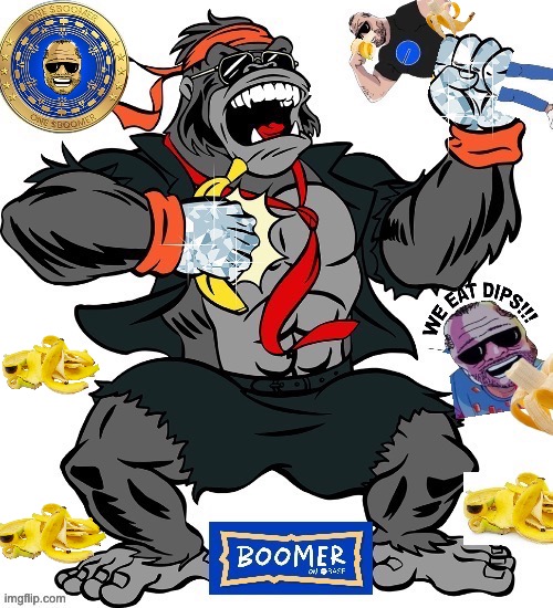 Boomer’s Bananas | image tagged in cryptocurrency,crypto,memes,funny memes,gorilla,boomer | made w/ Imgflip meme maker