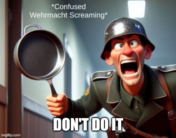Confused WehrMacht/Nazi/German Screaming | DON'T DO IT | image tagged in confused wehrmacht/nazi/german screaming | made w/ Imgflip meme maker
