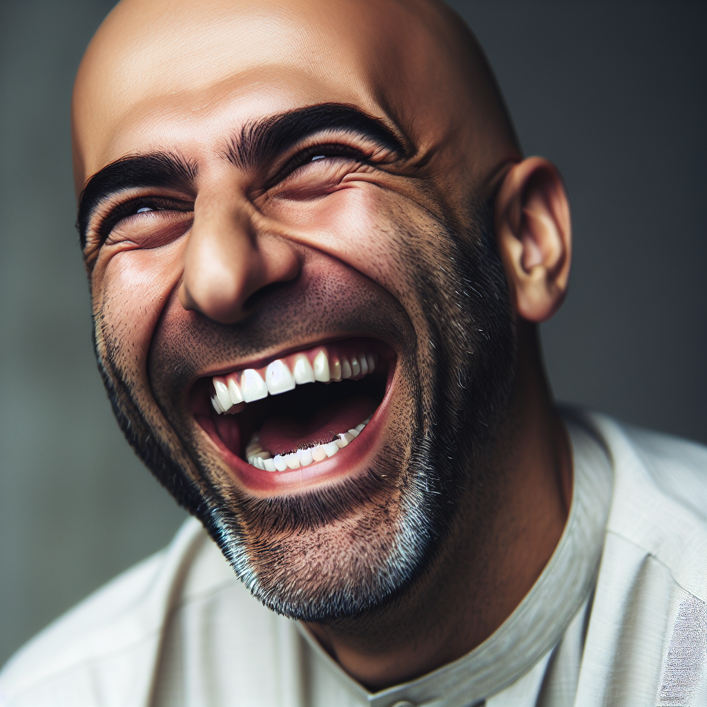 High Quality Guy with no hair and no beard laughing Blank Meme Template