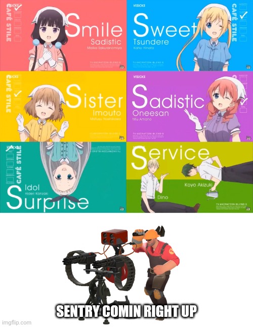 Ik this meme is dead | SENTRY COMIN RIGHT UP | image tagged in blend s op | made w/ Imgflip meme maker