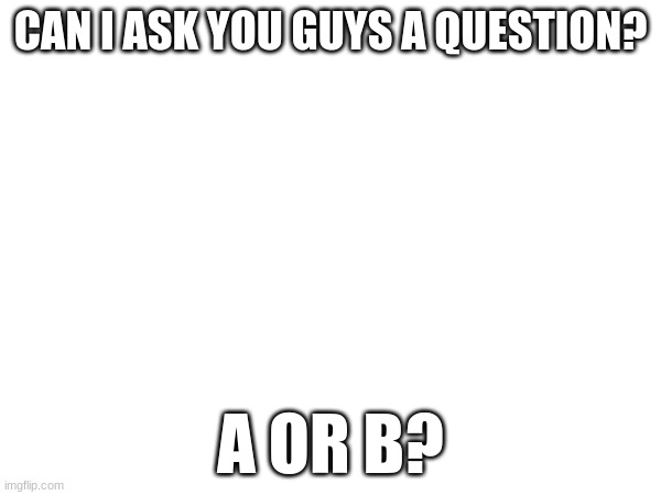 vote in comments | CAN I ASK YOU GUYS A QUESTION? A OR B? | made w/ Imgflip meme maker