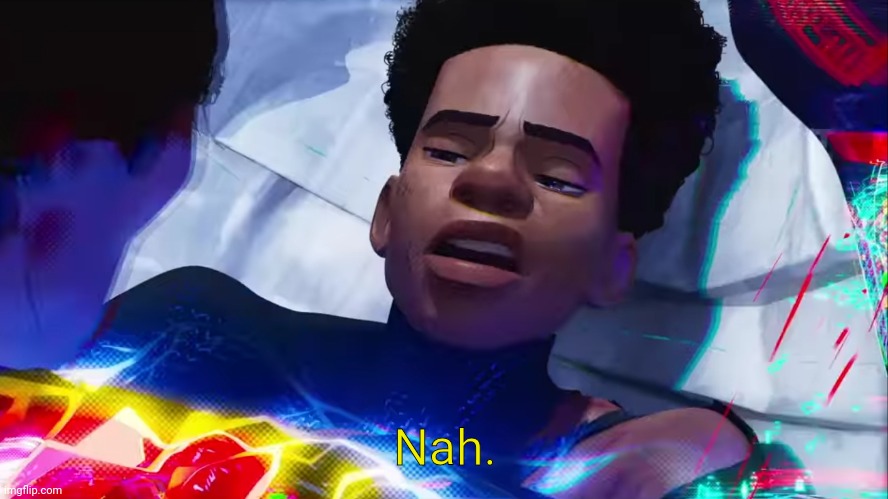 Miles Morales Nah | Nah. | image tagged in miles morales nah | made w/ Imgflip meme maker