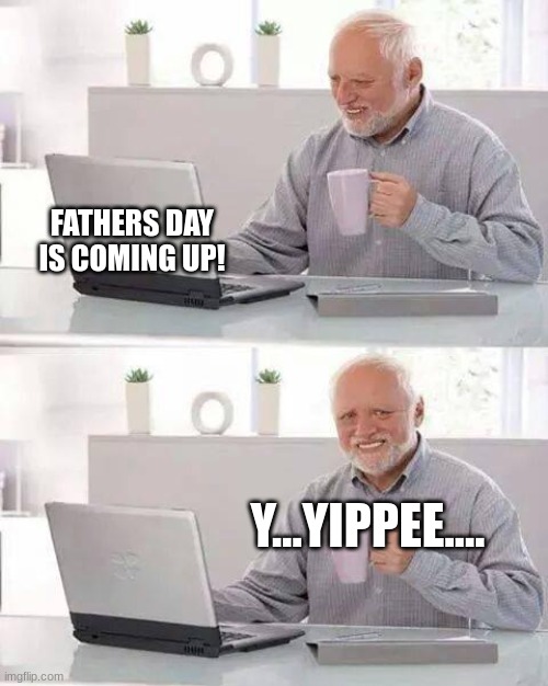 yay.... | FATHERS DAY IS COMING UP! Y...YIPPEE.... | image tagged in memes,hide the pain harold | made w/ Imgflip meme maker