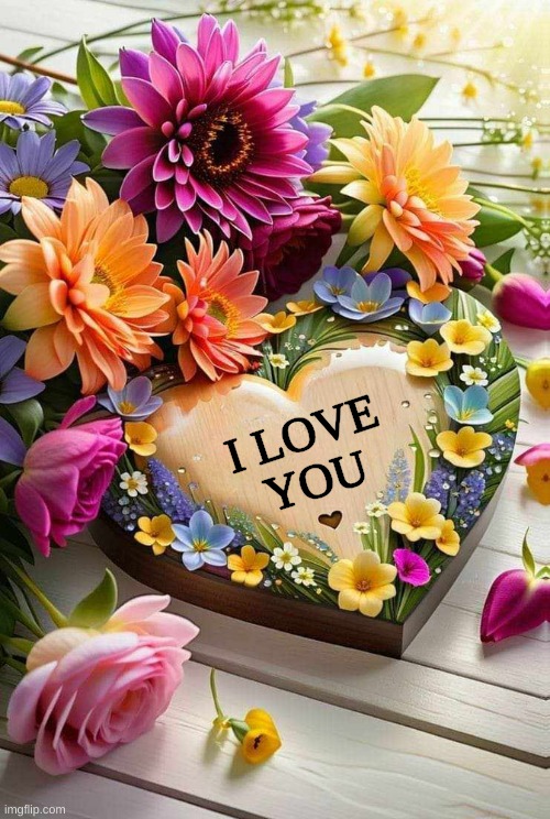 I Love You | I LOVE; YOU | image tagged in love,i love you,true love,flowers,heart | made w/ Imgflip meme maker
